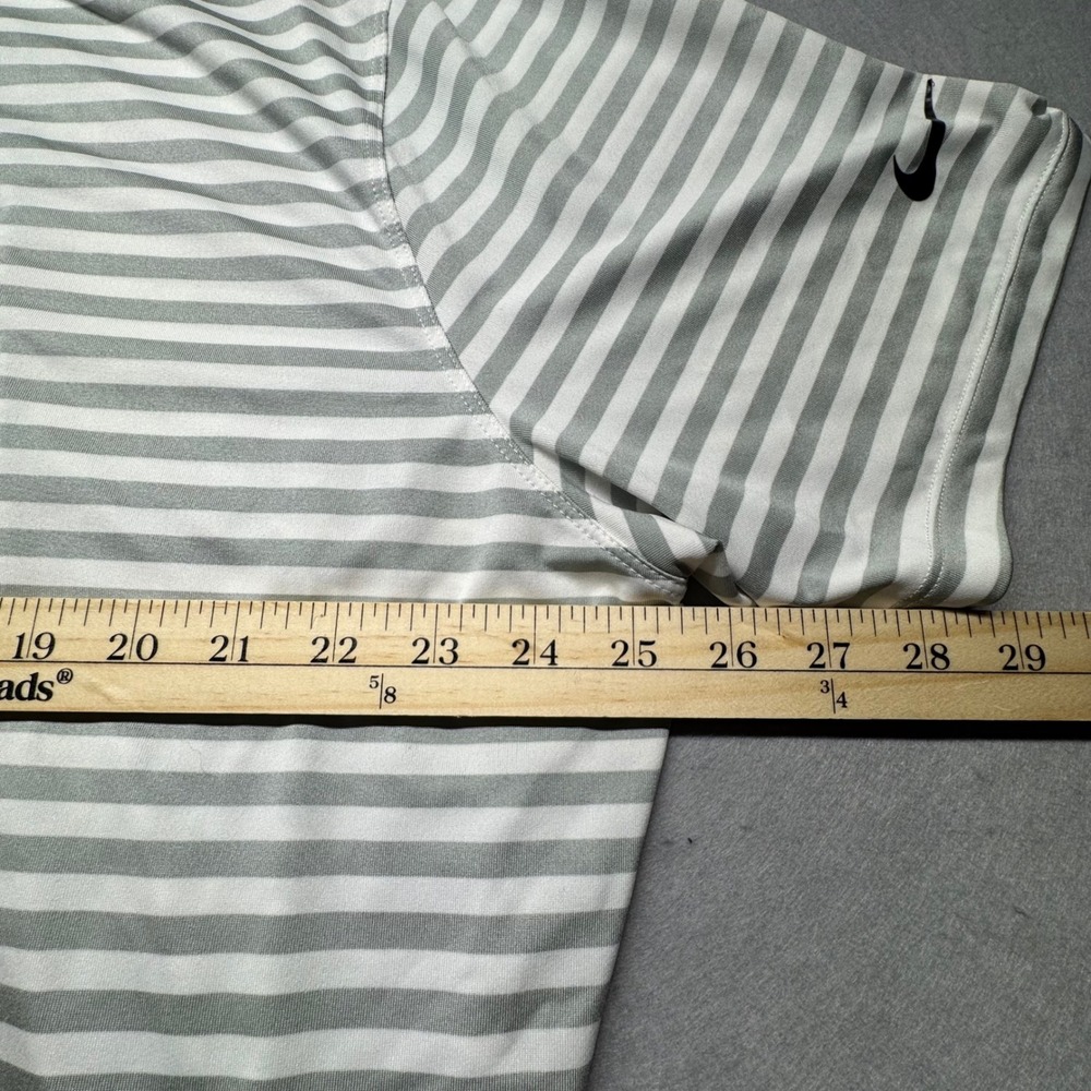 Nike Golf Polo Shirt Mens XXL Grey Striped Dri-FIT Short Sleeve Performance - Picture 6 of 8